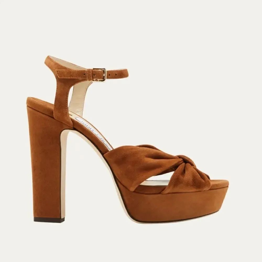 JIMMY CHOO Heloise Suede Ankle-Strap Platform Sandals